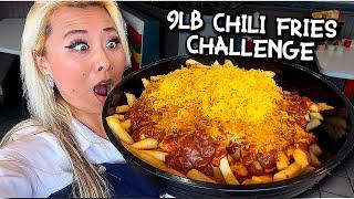 8lb CHILI CHEESE FRIES CHALLENGE in Ontario, CA!! #RainaisCrazy