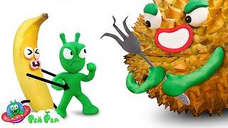 Pea Pea vs. Fruits & Vegetables Battle - Pea Pea Stop Motion Cartoon