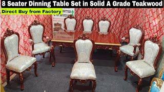 8 Seater Dinning Table set, Handmade Woodcrafted design, Woodcarving set made with A Grade Teakwood