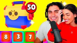 ABRINDO 50 MEGA-CAIXAS NA CONTA DA MINHA NAMORADA no Brawl Stars