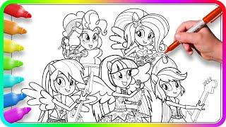Coloring Pages EQUESTRIA GIRLS - Rainbow Rocks / How to color My Little Pony