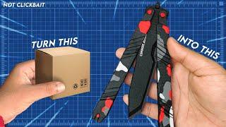 How to make VALORANT recon (balisong) BUTTERFLY KNIFE out of CARDBOARD/ cosplay/diy/ not clickbait