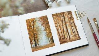 Autumn Forest Painting Tutorial | STEP BY STEP Gouache Landscape