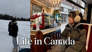 How to enjoy Canada's winter ️ | |Sledding ride, first karaoke️date in 6 years , cafe tour ️