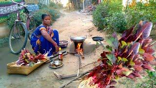 Winter village food ll Laal shak & Small fish curry Recipe cooking ll Village life