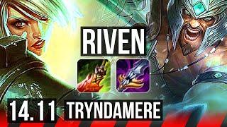 RIVEN vs TRYNDAMERE (TOP) | Quadra, 15/1/0, Legendary, 6 solo kills | EUW Grandmaster | 14.11