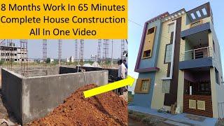 240 Days Work In 65 Minutes -Step By Step Complete House Construction Video || 30*20 Triplex House