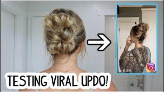 TESTING VIRAL INSTAGRAM MESSY BUN UPDO! SHORT, MEDIUM, AND LONG HAIR! Fine & Thick Hairstyle