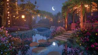 Cozy Enchanted Lake Garden in the Spring Night - Relaxation sounds for sleep, focus, study, relax