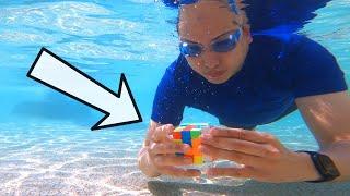 I Try Solving A 4x4 Rubik's Cube UNDERWATER 