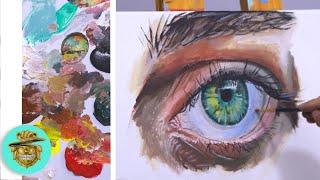 COMO Pintar OJOS REALISTAS - Tutorial de Pintura con ACRÍLICOS