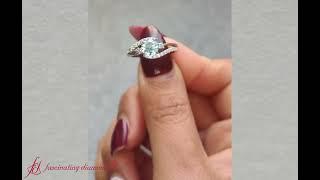 Swirl 3 Stone Aquamarine Engagement Ring In 14K White Gold- FDO50895RGS- Fascinating Diamonds