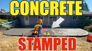 How To Pour Stamped Concrete Patio with Dark Grey Color