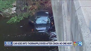 Crash sends car into Thornapple River