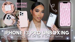 iPhone 13 Pro Unboxing and Accessories Haul   Set Up + Camera Testing ~Aesthetic Asmr~