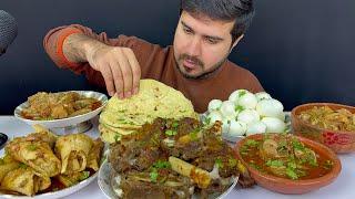 No Cutts Real ASMR ; Eating Mutton Paya+Namkeen Mutton+Beef Paya With Tandoori Naan+Boild Eggs Enjoy