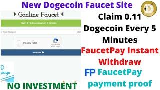 Dogecoin Faucet Earning Site | Claim 0.11 Dogecoin Every 5 Minute