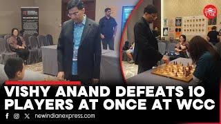 Vishwanathan Anand plays 10 people simultaneously for exhibition at the World Chess Championship