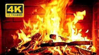  Cozy Fireplace 4K (12 HOURS). Fireplace with Crackling Fire Sounds. Fireplace Burning 4K