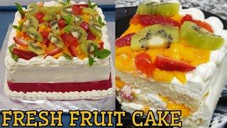 Fresh fruit cake || Fresh fruit cake with cream || Simple yet delicious