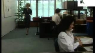 Late 1980s/ early 1990s, UK Office Tracking Shot, Computers, Archive Footage