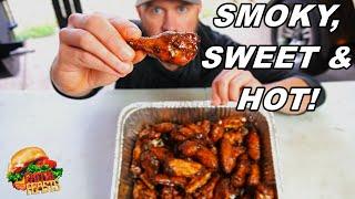 HOT HONEY BBQ WINGS | The Best Smoked Wings EVER! | Fatty's Feasts