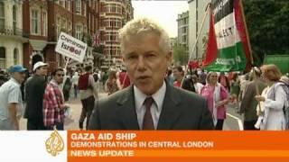 Demonstrations in London against Israeli raid on Gaza aid flotilla