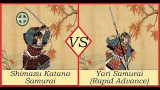 #174: Shimazu Katana Samurai vs Yari Samurai (Rapid Advance) | 1 v 1 | Total War Shogun 2