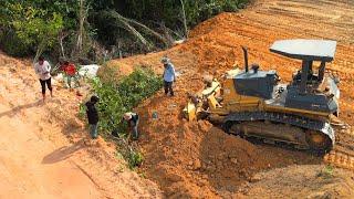 Incredible Project Filling Land And Forest By Skill Bulldozer Pushing Soil & Dump Truck Dumping Soil