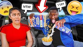 Randomly Making A Bowl Of CEREAL While Driving To See My Fiance’s Reaction! *HILARIOUS*