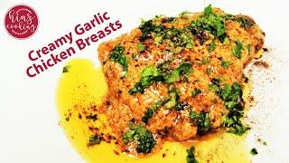 Creamy Garlic Chicken Breasts - One Pan Garlic Chicken Breasts - Easy Dinner Recipe - Hinz Cooking