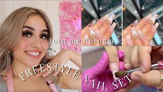 Do a Freestyle Nail Set With Me | tutorial + tips for beginners