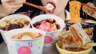 ASMR Yoajung | Frozen Yogurt, Honeycomb, and Fire Noodles | Mukbang