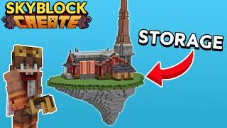 Building my STORAGE in Minecraft Skyblock, but with the Create Mod