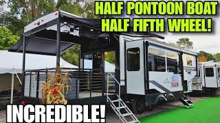 PONTOON BOAT and FIFTH WHEEL Hybrid RV! Brookstone by Coachmen 318RLL