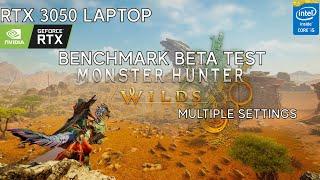 Monster Hunter Wild Beta Benchmark RTX 3050 Laptop | Multiple Settings | i5-11320H | 2x8 GB RAM