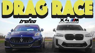2023 Maserati Grecale Trofeo vs BMW X4M Competition, the unexpected happens. Drag and Roll Race.