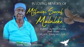 FUNERAL SERVICE OF MTHAVINI SARAH MALULEKE