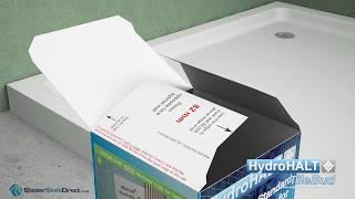 Sealux HydroHALT TileBud fitting for a new shower tray installation