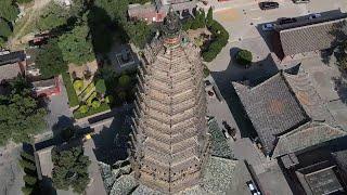 A glimpse of world's tallest colorful glazed pagoda in N China