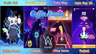 Faded Alan Walker VS Coffin Dance | Dancing road -  Tiles hop- color hop 3D - Sonic cat