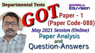 TSPSC Departmental Tests | GOT Paper-1(088) May- 2021 Session Paper Analysis and Question-Answers