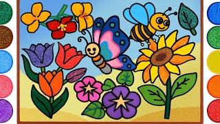 Flower, Butterfly Jelly Coloring, Clay Painting | How to Draw a Colorful Garden, Learn Colors