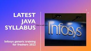 Infosys latest java Syllabus in generic training | Infosys virtual training for 2022 batch