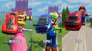 Cars vs Super Mario Characters #16  BeamNG.Drive | The Real Granny