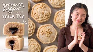 Brown Sugar Milk Tea Snow Skin Mooncakes Recipe | 黑糖奶茶冰皮月饼