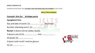 TEST 12 #EHJAGRAON IELTS LISTENING HARRY'S HIRE COMPANY #ielts #listening