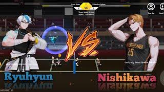 Ryuhyun Vs Nishikawa gameplay review Ryuhyun The spike Volleyball cross