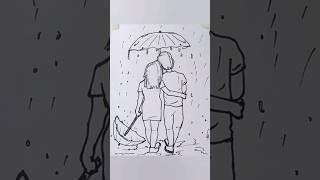 Couple in rain drawing |#coupleinrain #couplewalk #coupledrawing #rain #romantic #romanticstatus 