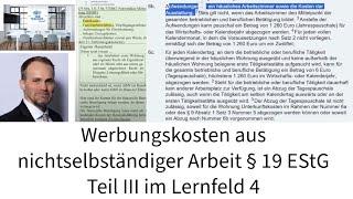 Werbungskosten aus nichtselbstständiger Arbeit § 19 EStG Teil III im Lernfeld 4